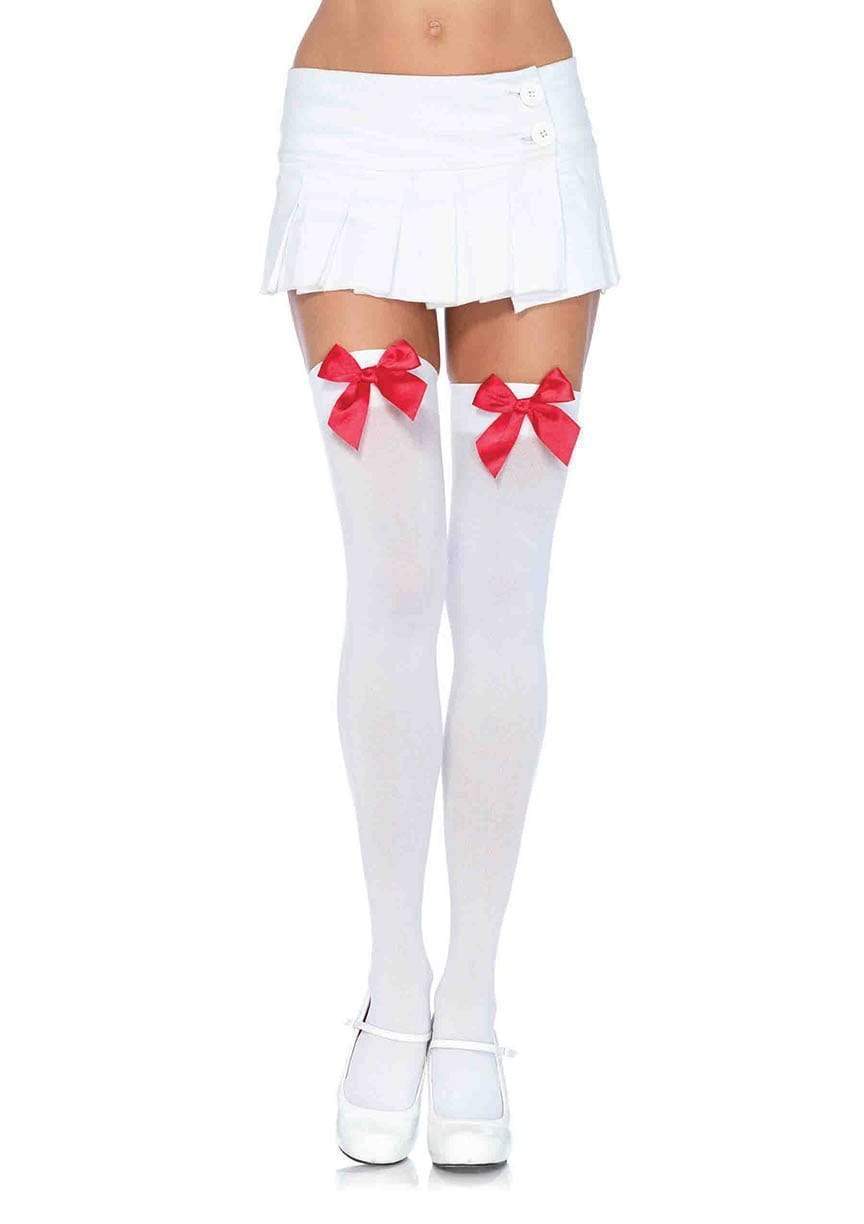 Kay Opaque Thigh Highs with Bows -Black or White-