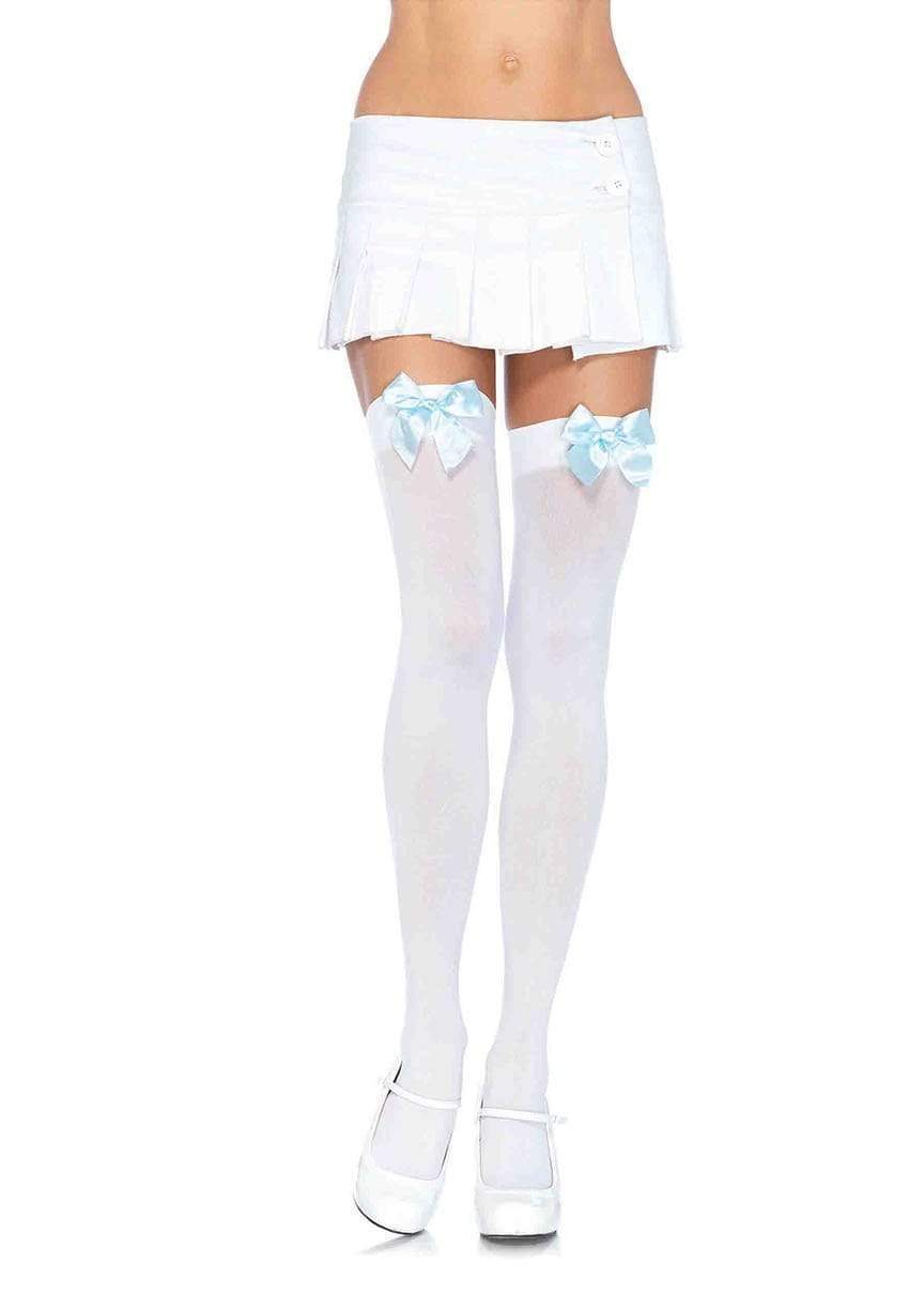 Kay Opaque Thigh Highs with Bows -Black or White-