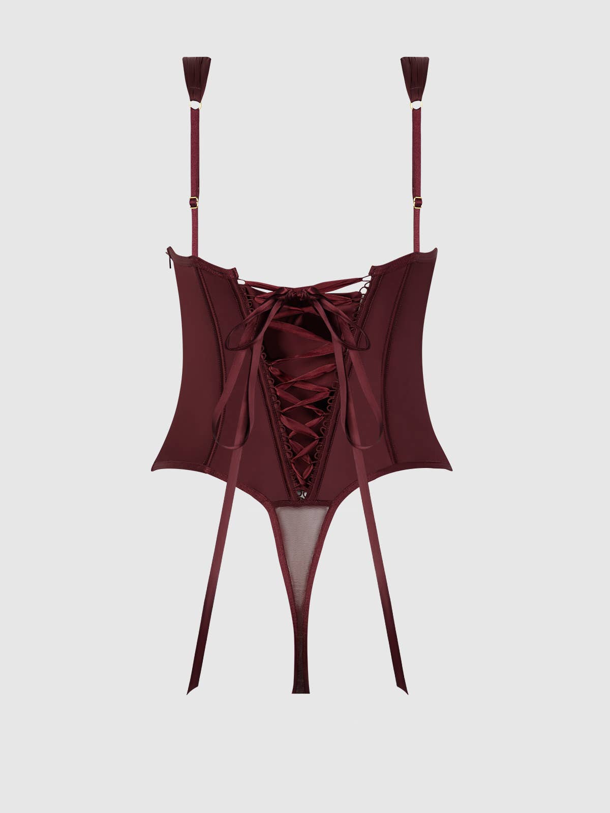 Burgundy Satin Corset Push-Up Teddy