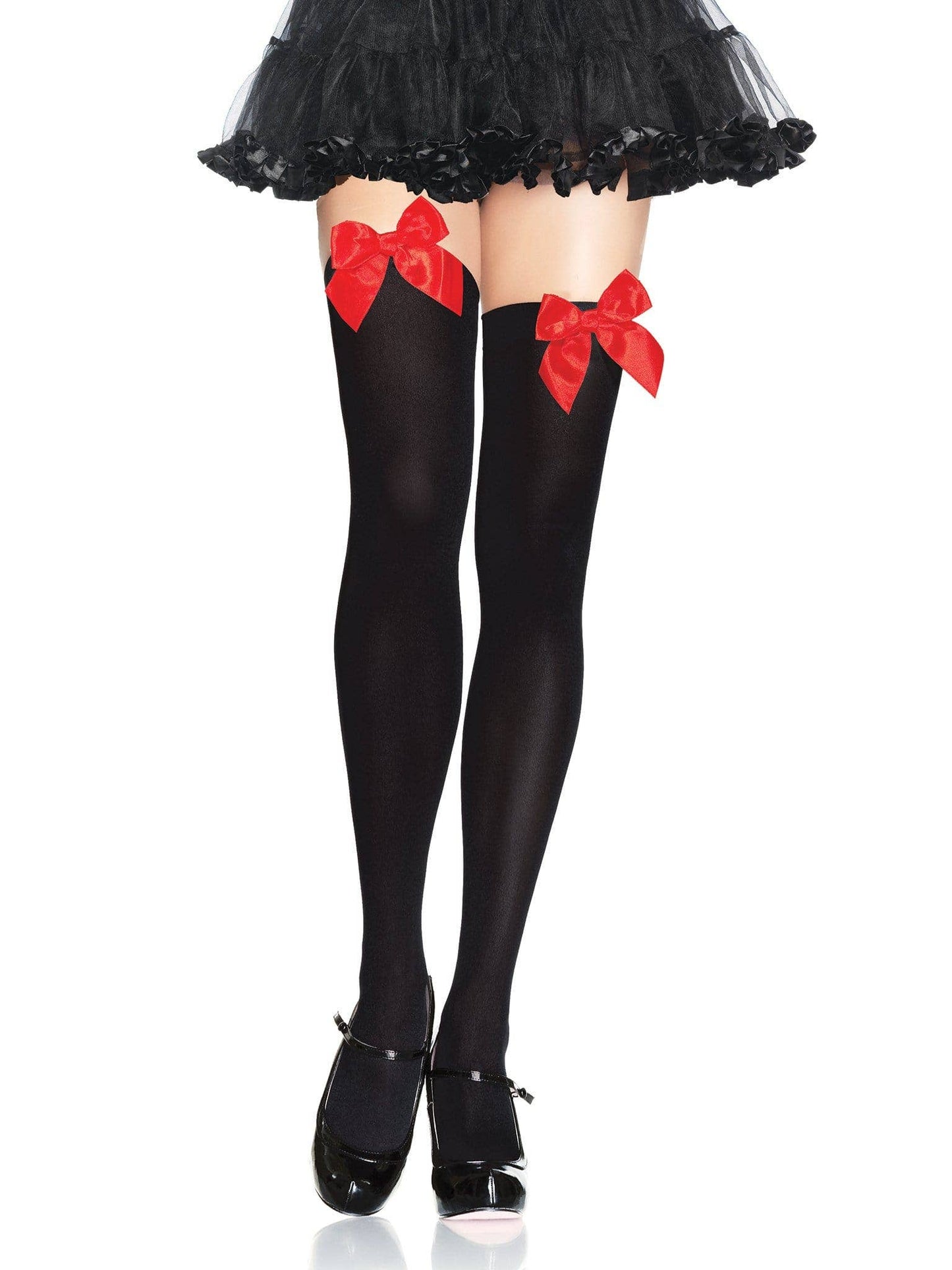 Kay Opaque Thigh Highs with Bows -Black or White-