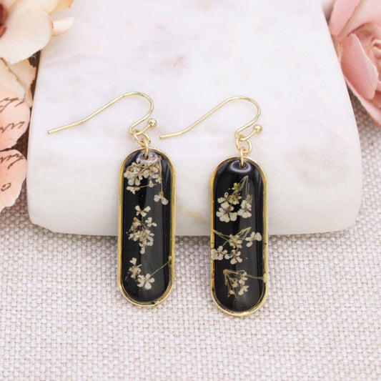 Midnight Garden Baby's Breath Dried Flower Earrings