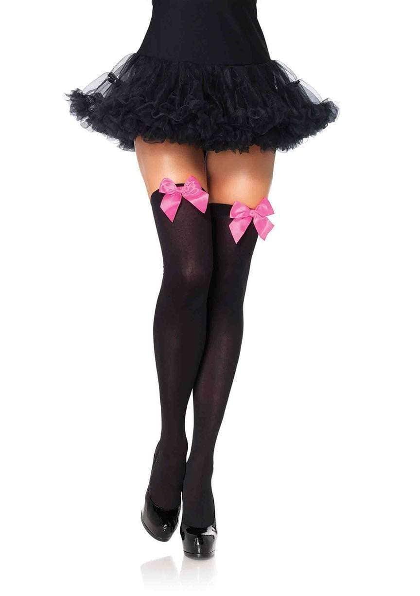 Kay Opaque Thigh Highs with Bows -Black or White-