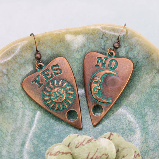 Burnished Gold Patina Yes No Planchet Earrings