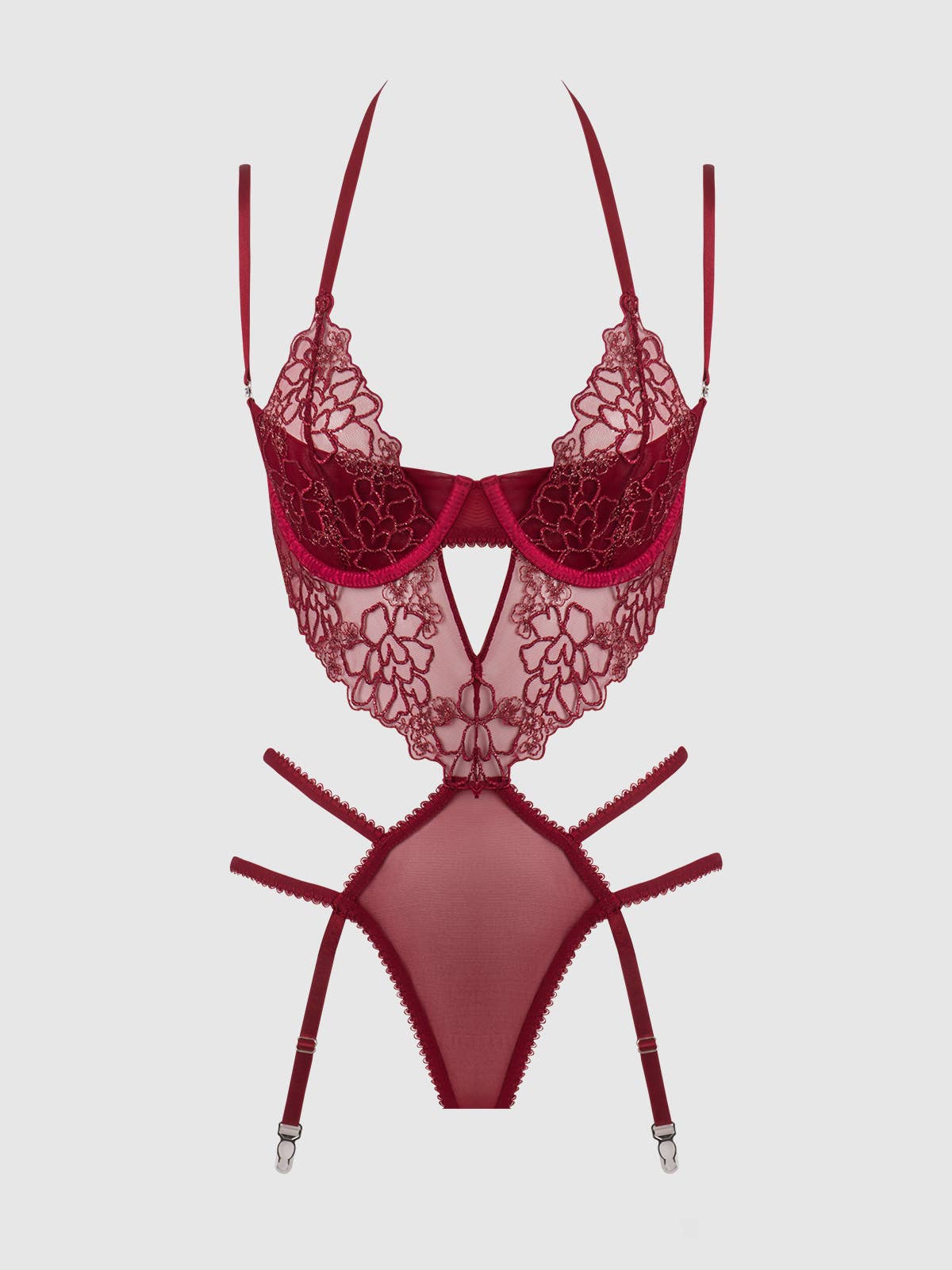 Eden Red Embroidered Lace Teddy