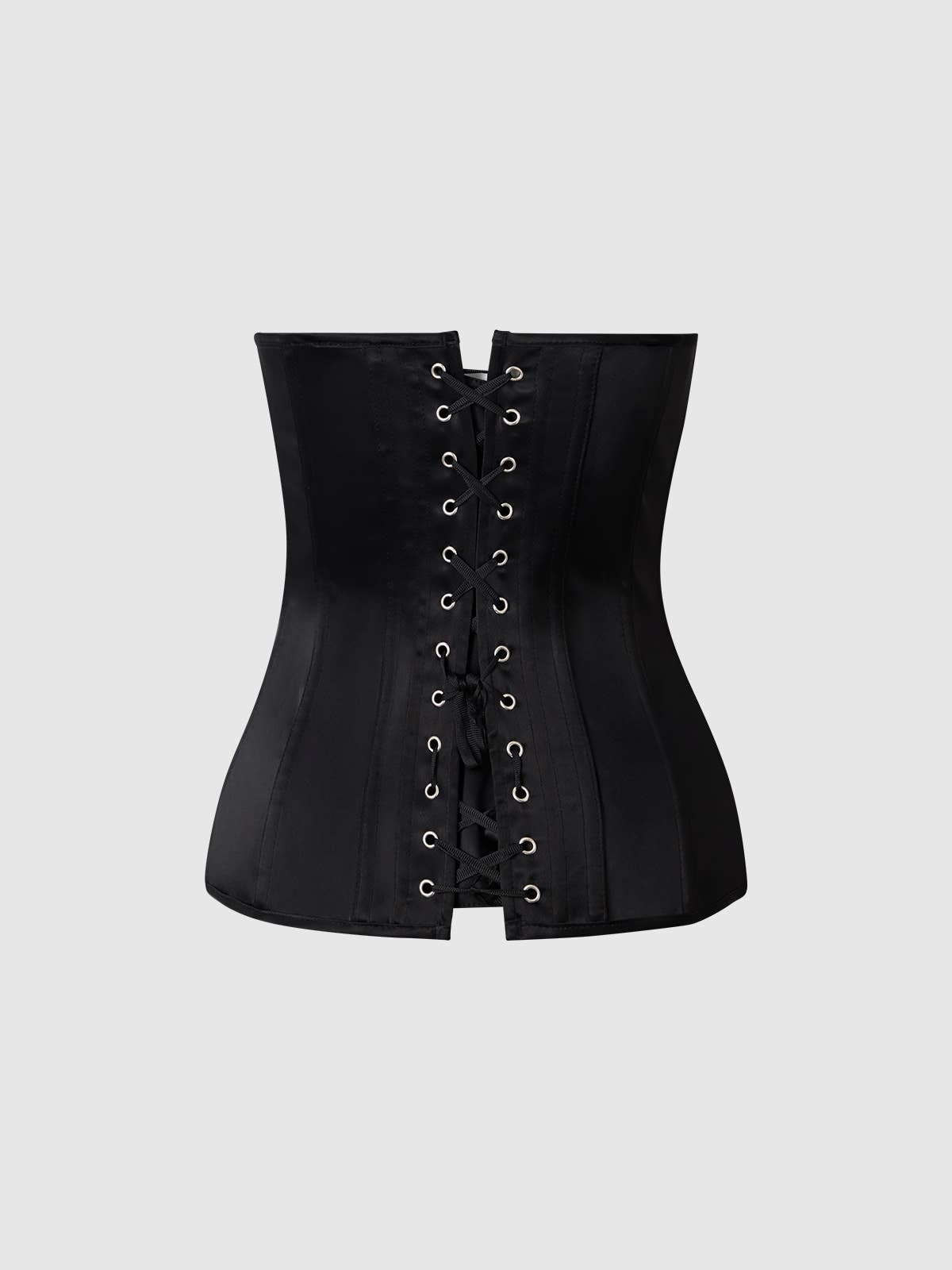 Black Satin Juliet Scoop Neck Corset