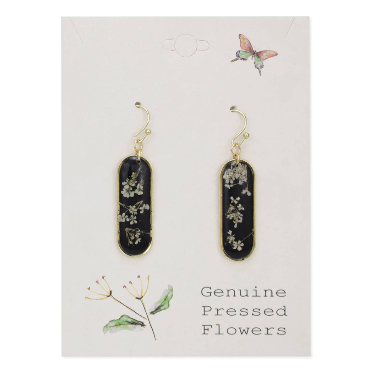 Midnight Garden Baby's Breath Dried Flower Earrings