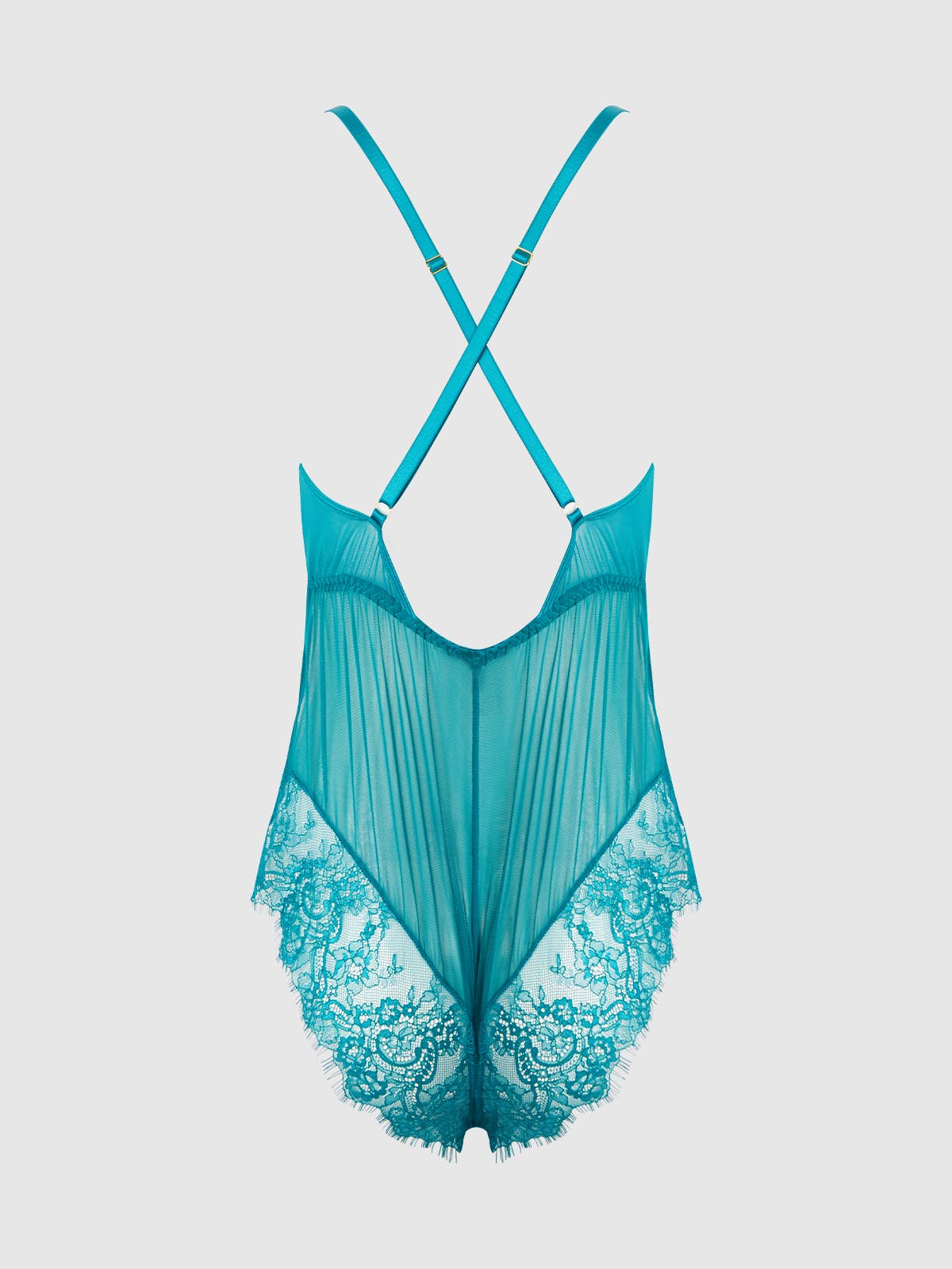 Mila Sensually sheer red mesh teddy with hip slits