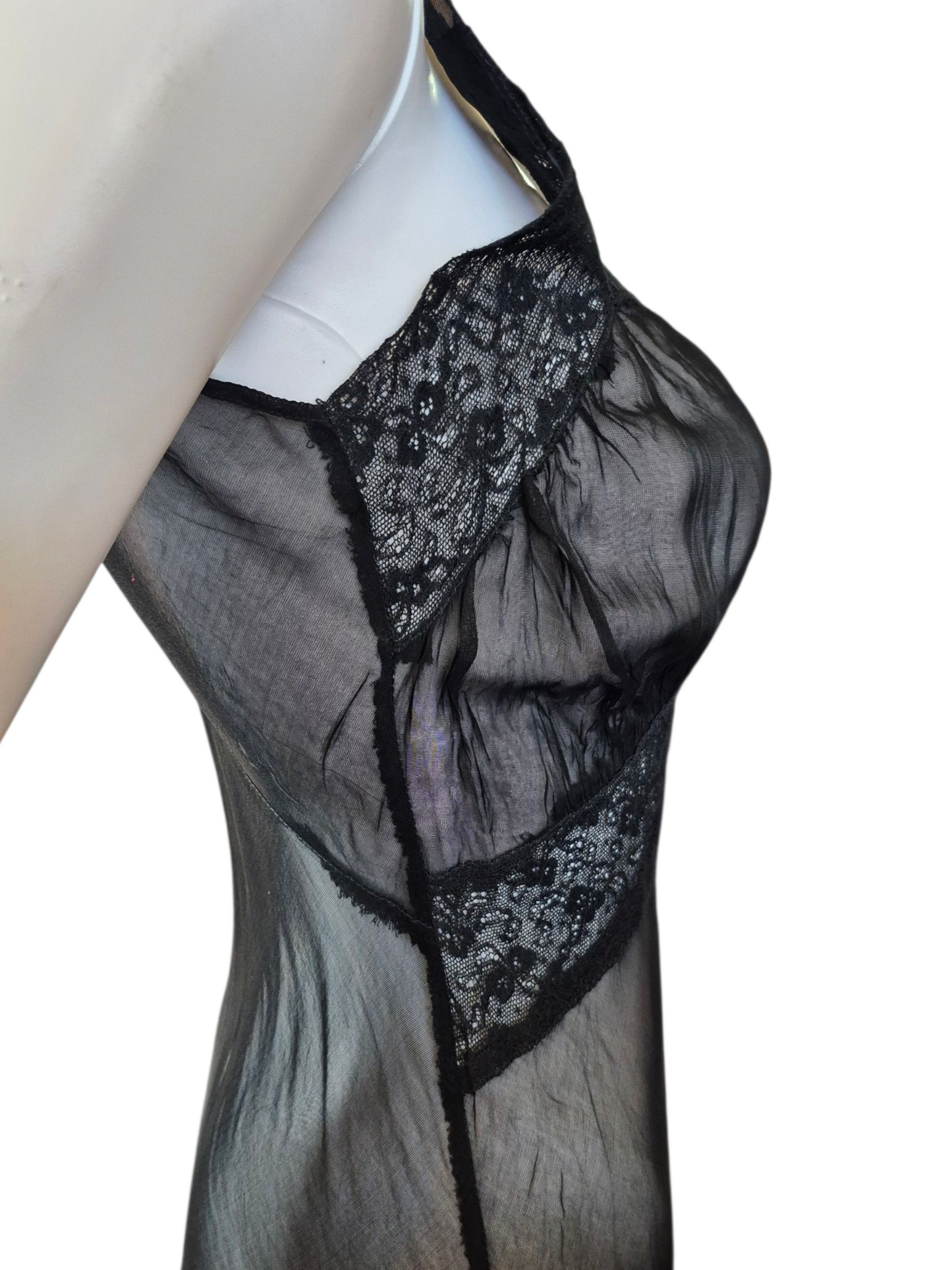 Vintage 1930s sheer chiffon bias cut Negligee