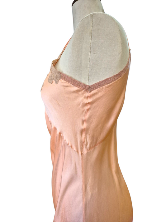 Vintage 1930s Peach Bias Cut Silk Negligee