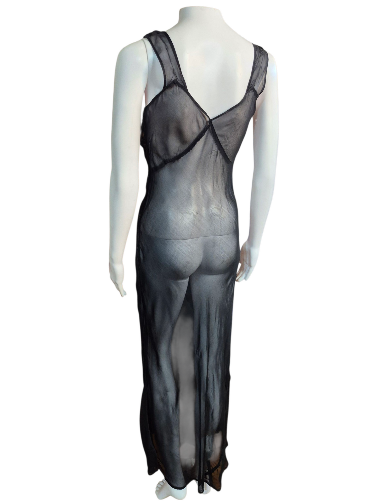 Vintage 1930s sheer chiffon bias cut Negligee