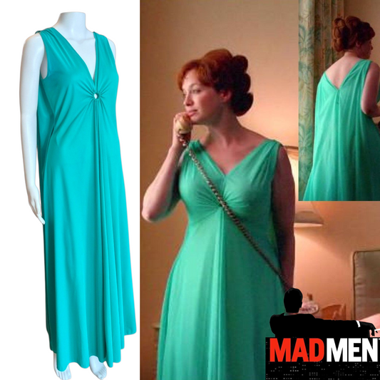 1960s Green Cape Back Negligee Mad Men style