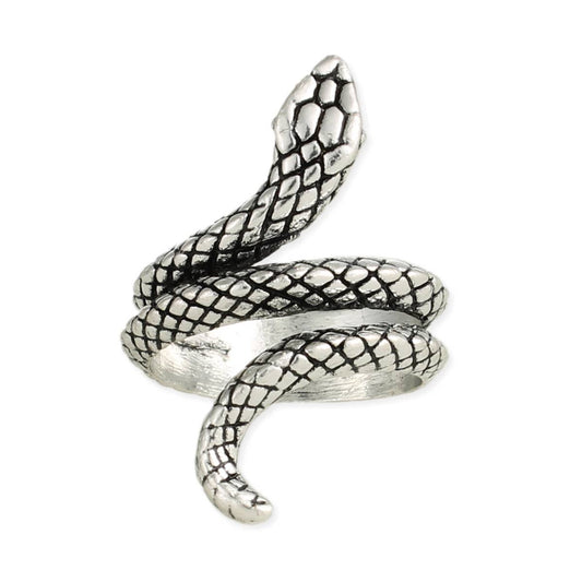 Tight Squeeze Silver Snake Wrap Band Ring