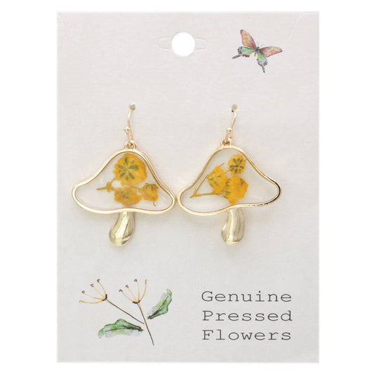 Vintage Toadstool Dried Flower Earrings