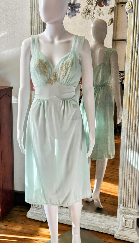 Vintage 1940s Gossard Pale Mint Green Nightgown