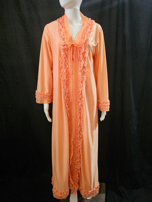 1960s Coral 2 pc Peignoir and Gown