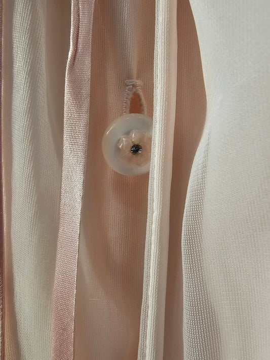 Vintage 1960s Keyloun fifth Avenue Pastel pink double layer peignoir with rhinestone buttons