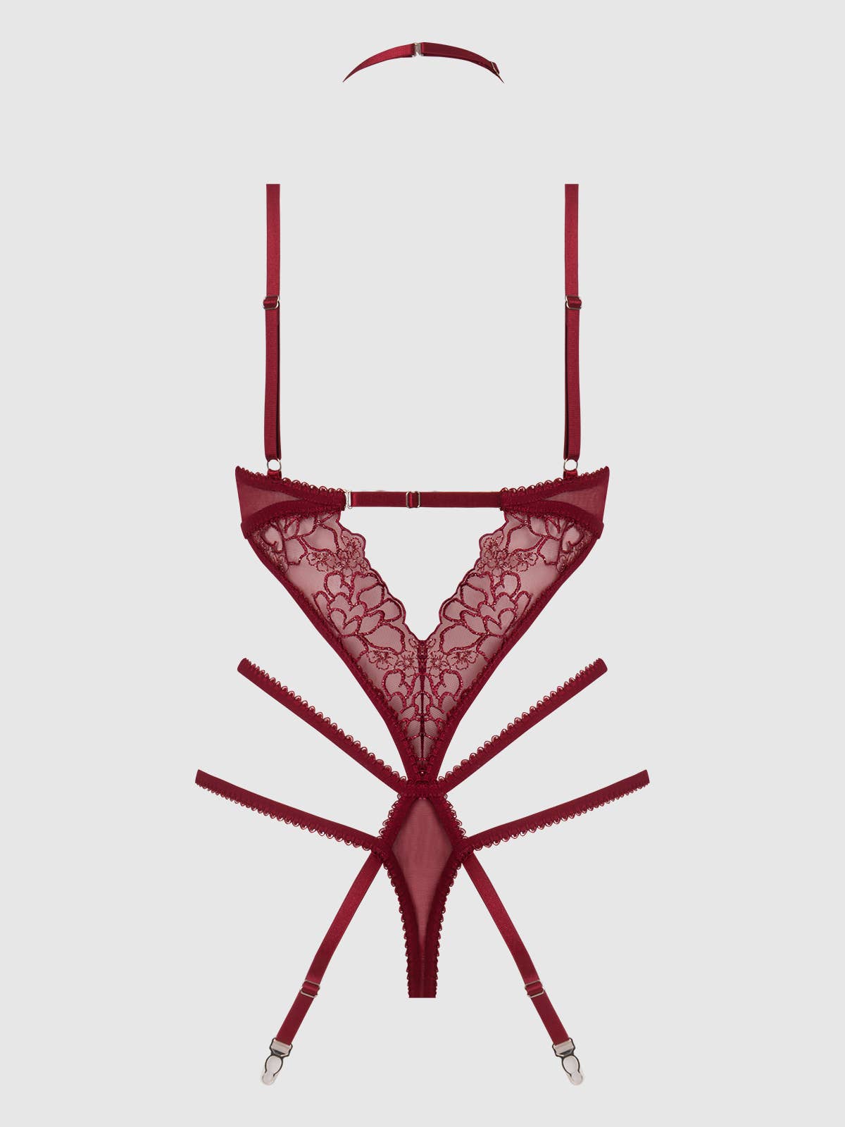 Eden Red Embroidered Lace Teddy