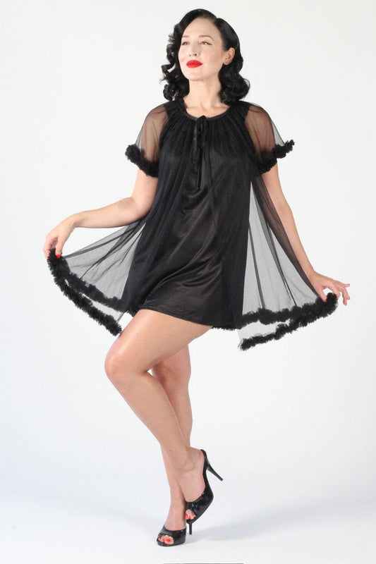 Pillow Talk Nightgown 2 pc Set in Black