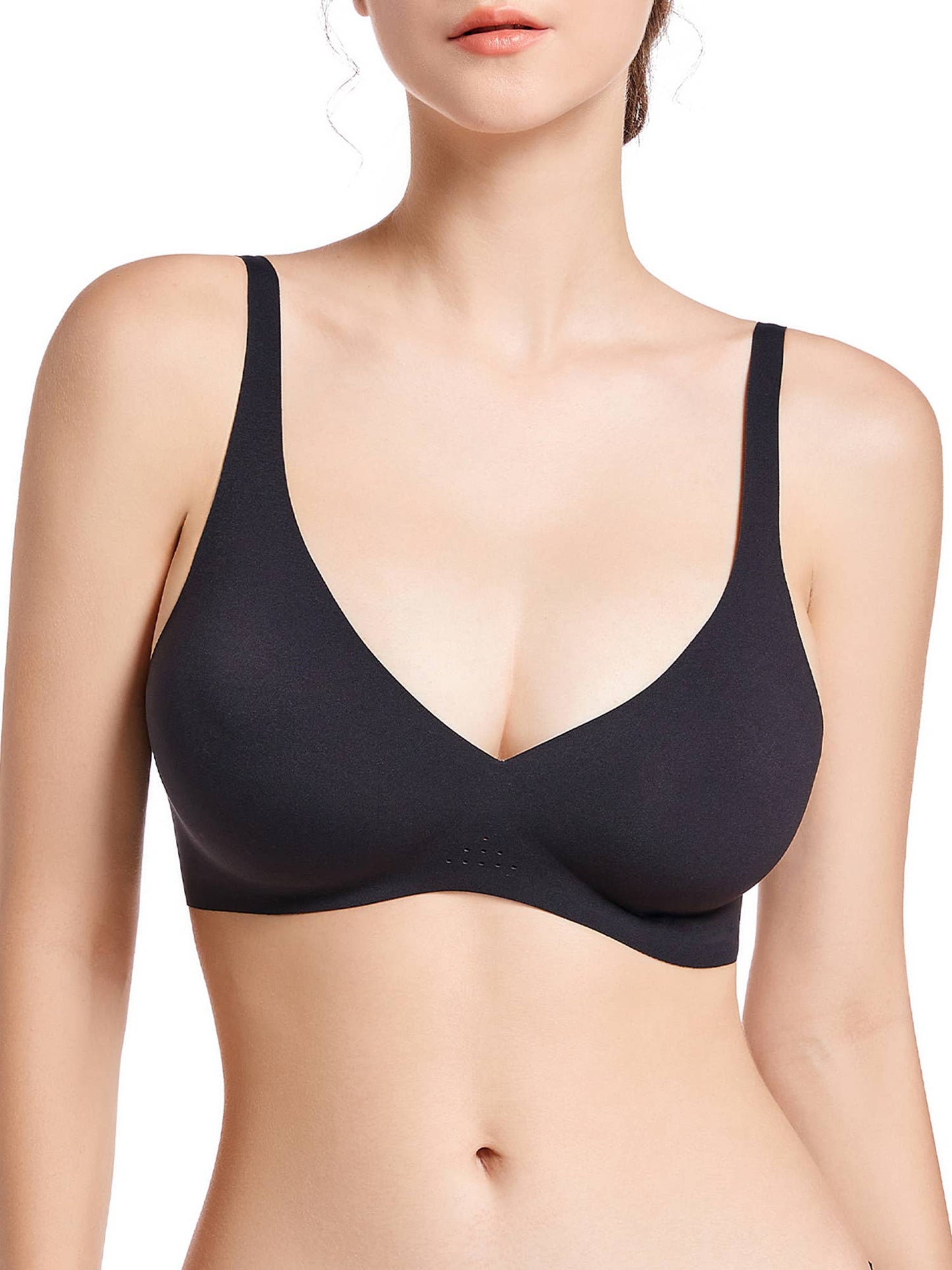 SHAPERX Full-Coverage Unlined Plunge Bra Wirefree Bralette