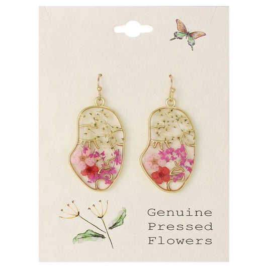 Rosy Cheeks Gold Dried Flower Earrings