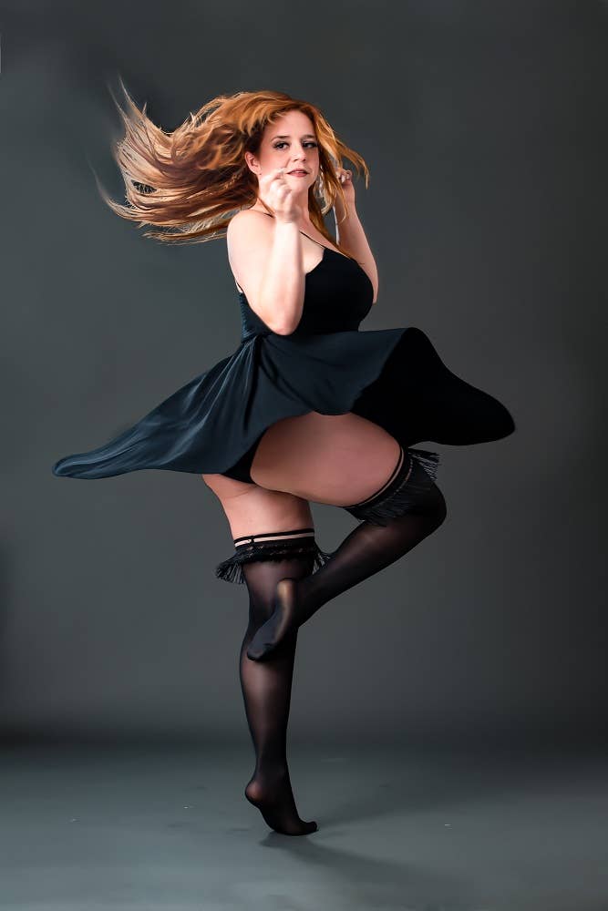 Black Fringe Opaque Thigh-Highs Stockings by Kix'ies
