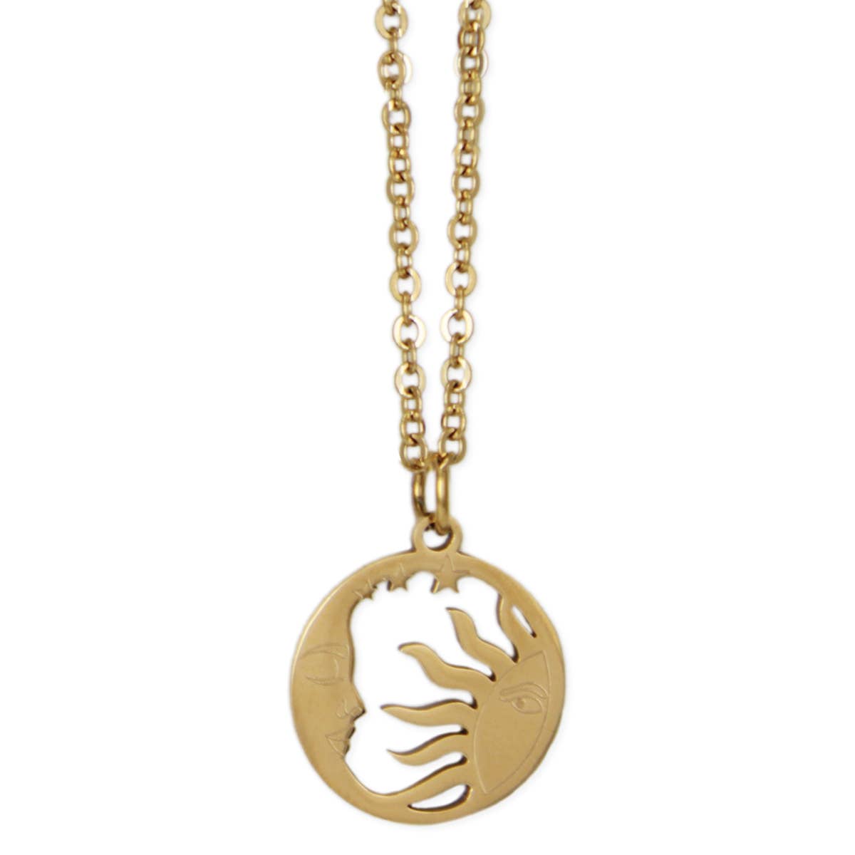 Small Sun Moon Celestial Gold Necklace