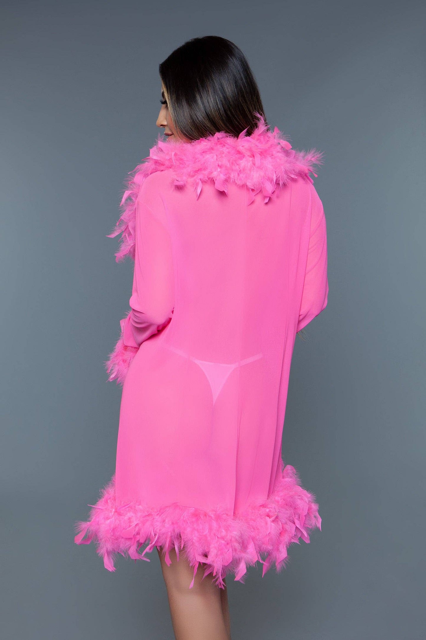 Short & Sheer Flirty Feather Robe