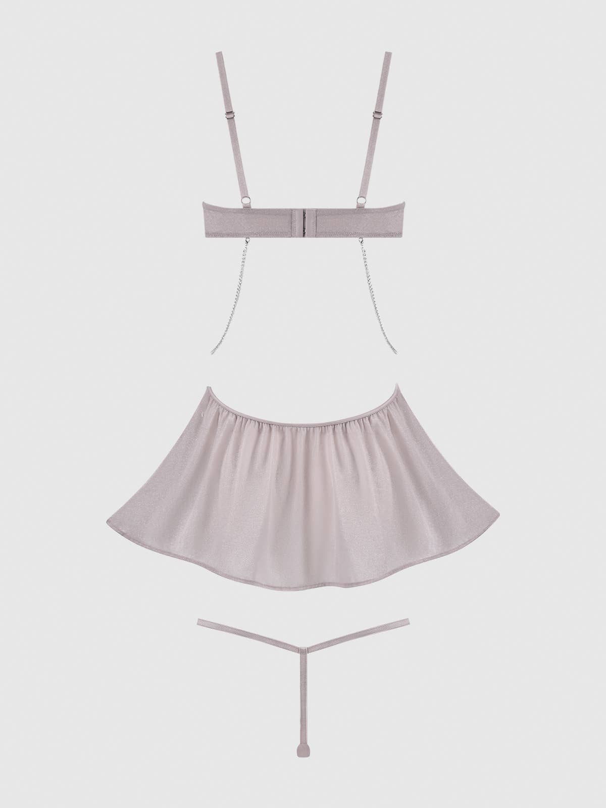 Shimmering Silver Rhinestone Mesh Babydoll