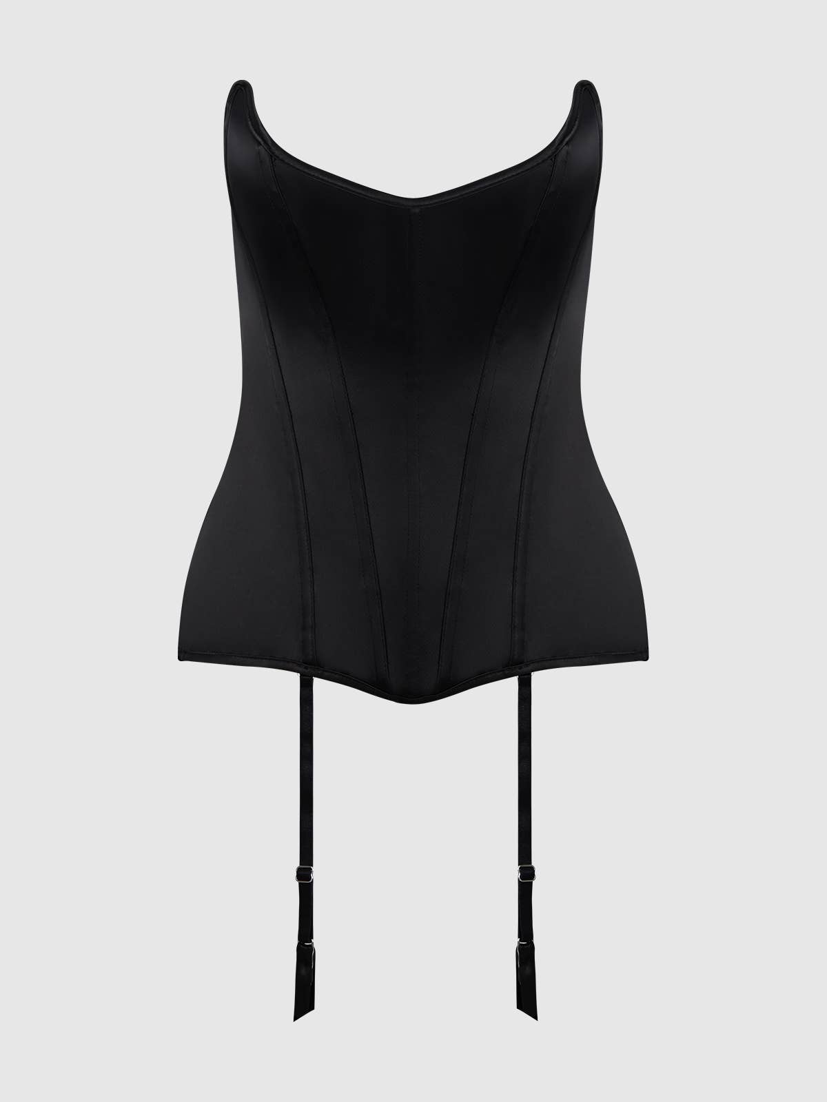 Black Satin Juliet Scoop Neck Corset