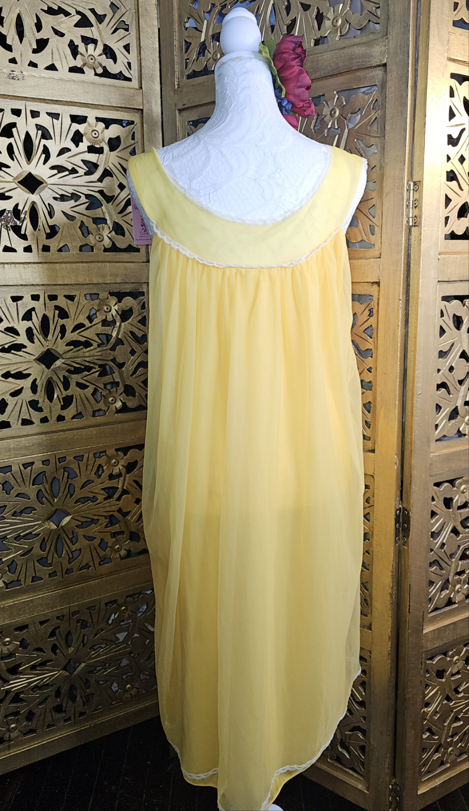 Vintage 1960s Yellow Chiffon Babydoll Nightgown -by Lisette for Al Sterling