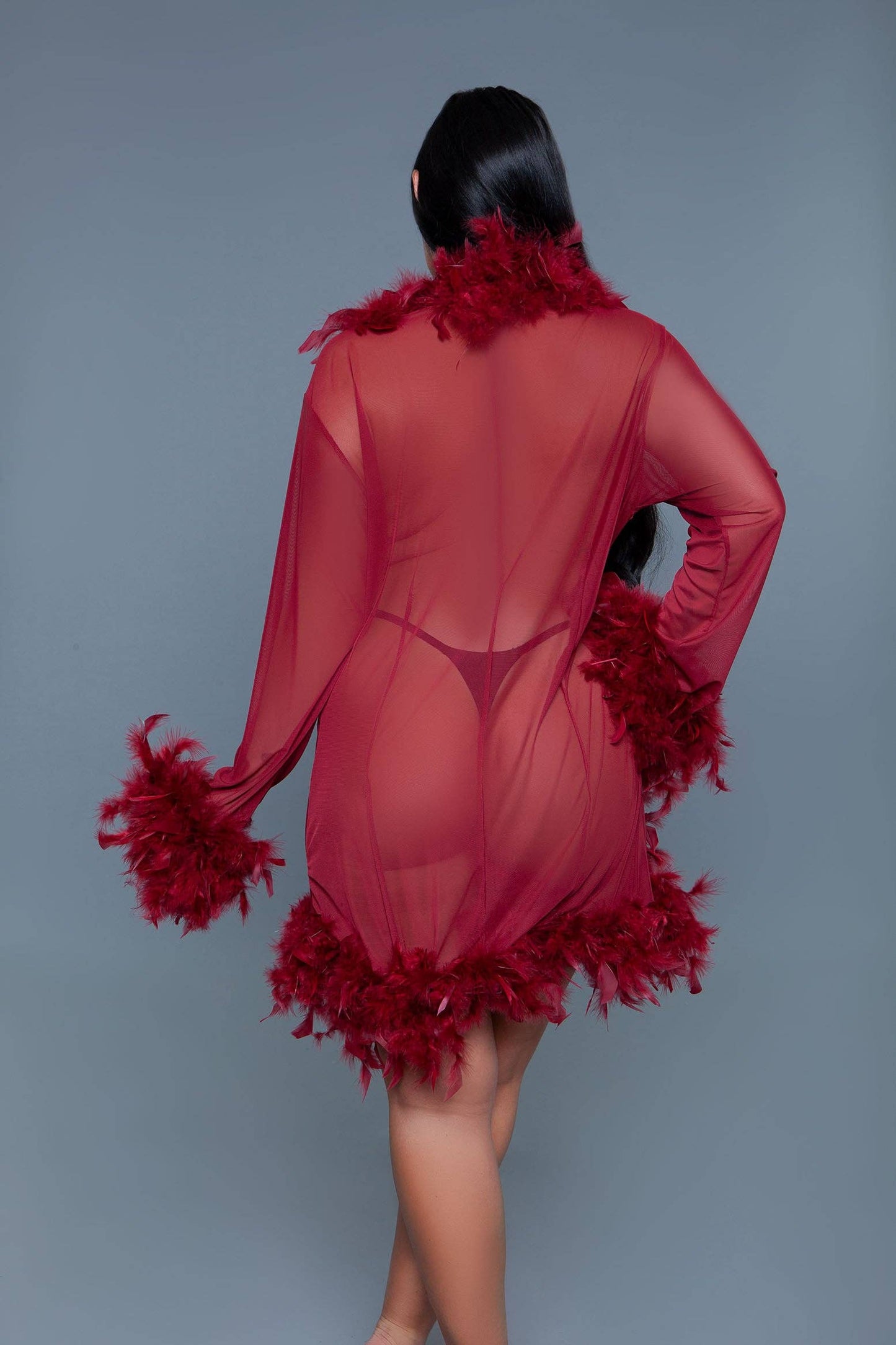 Short & Sheer Flirty Feather Robe