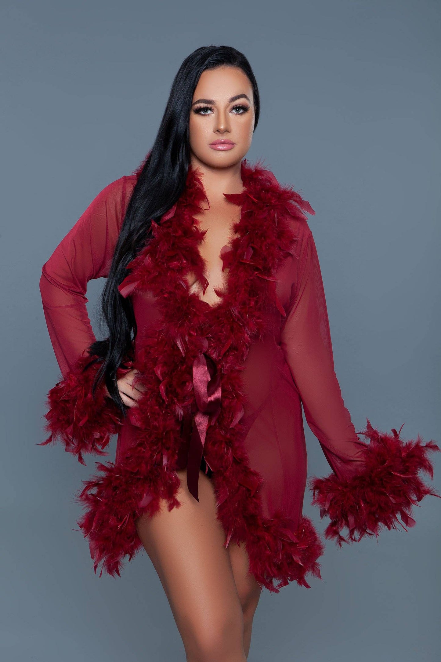 Short & Sheer Flirty Feather Robe