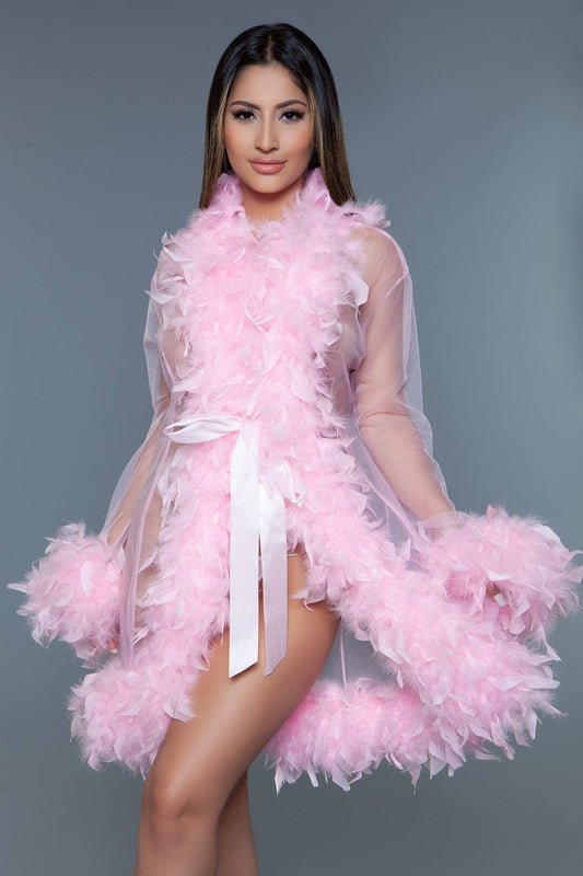 Short & Sheer Flirty Feather Robe