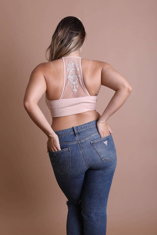 Tattoo Mesh Racerback Bralette