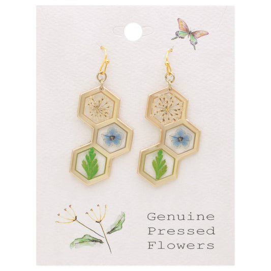 Honey Comb Dried Flower Earrings