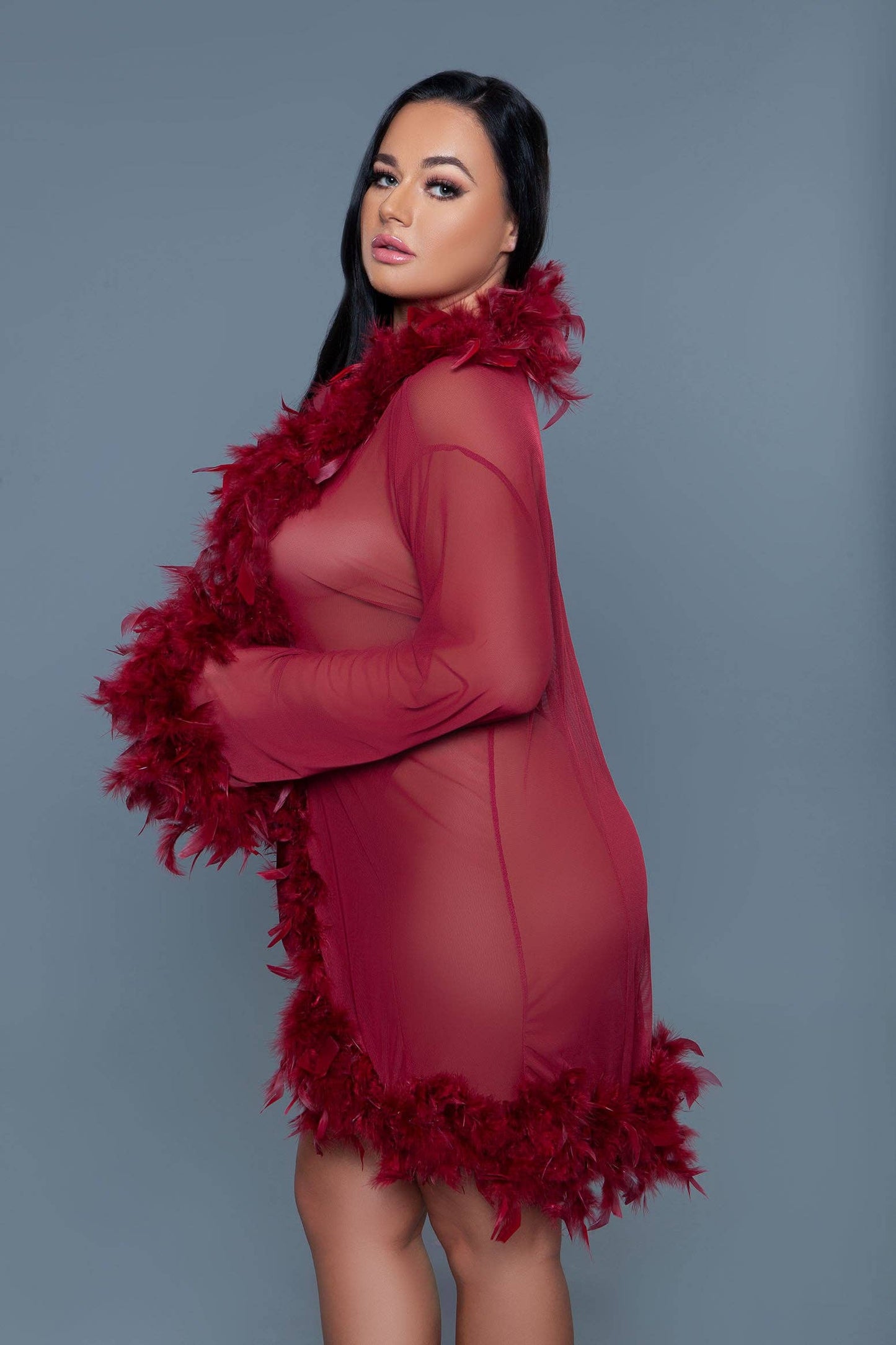 Short & Sheer Flirty Feather Robe