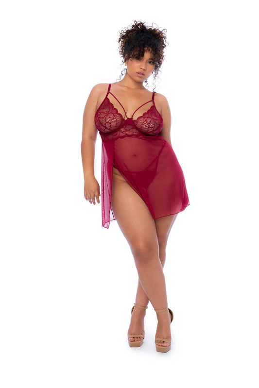 Sheer Babydoll with Sexy Hip Slit and Underwire Cups