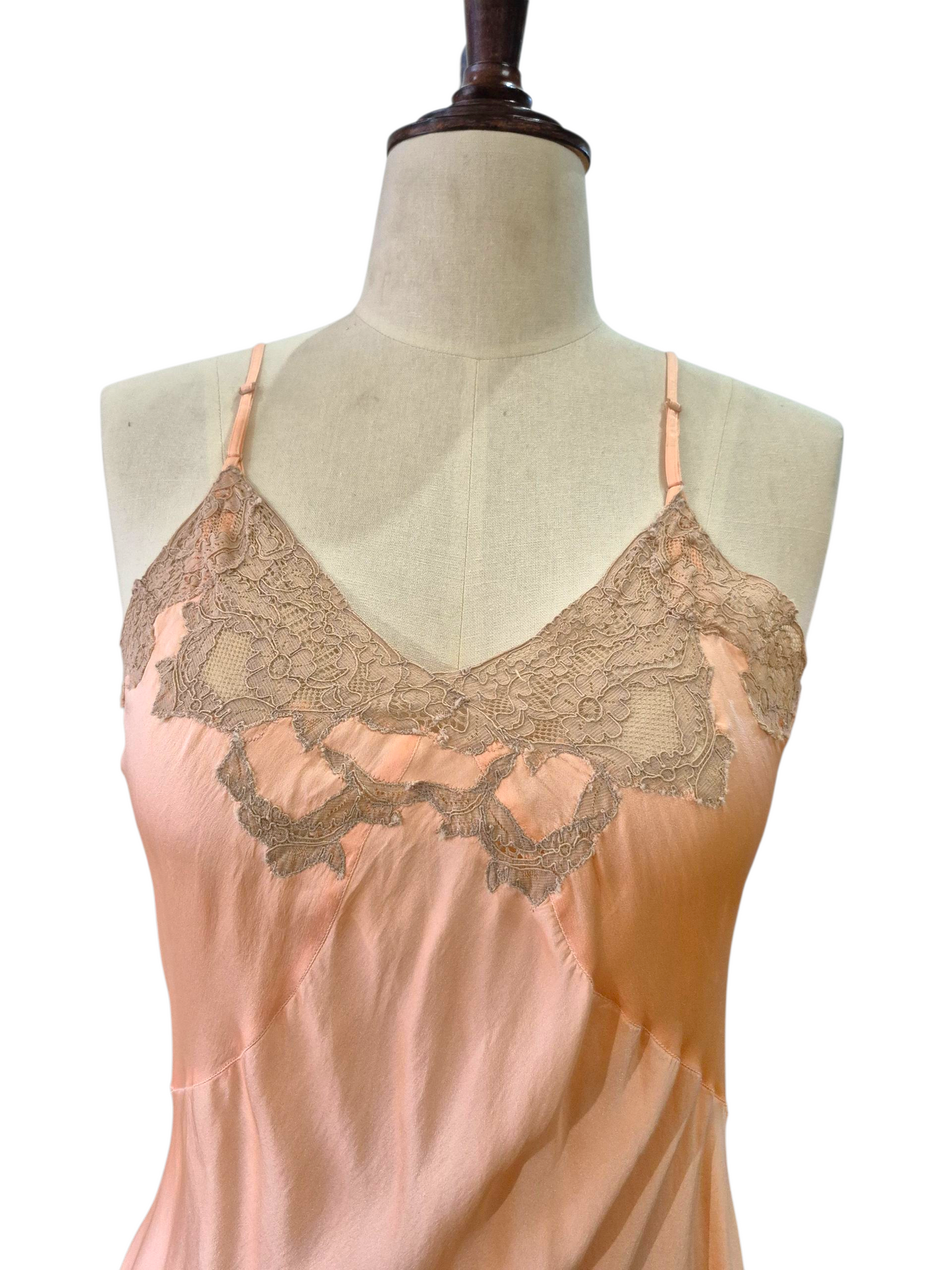 Vintage 1930s Peach Bias Cut Silk Negligee