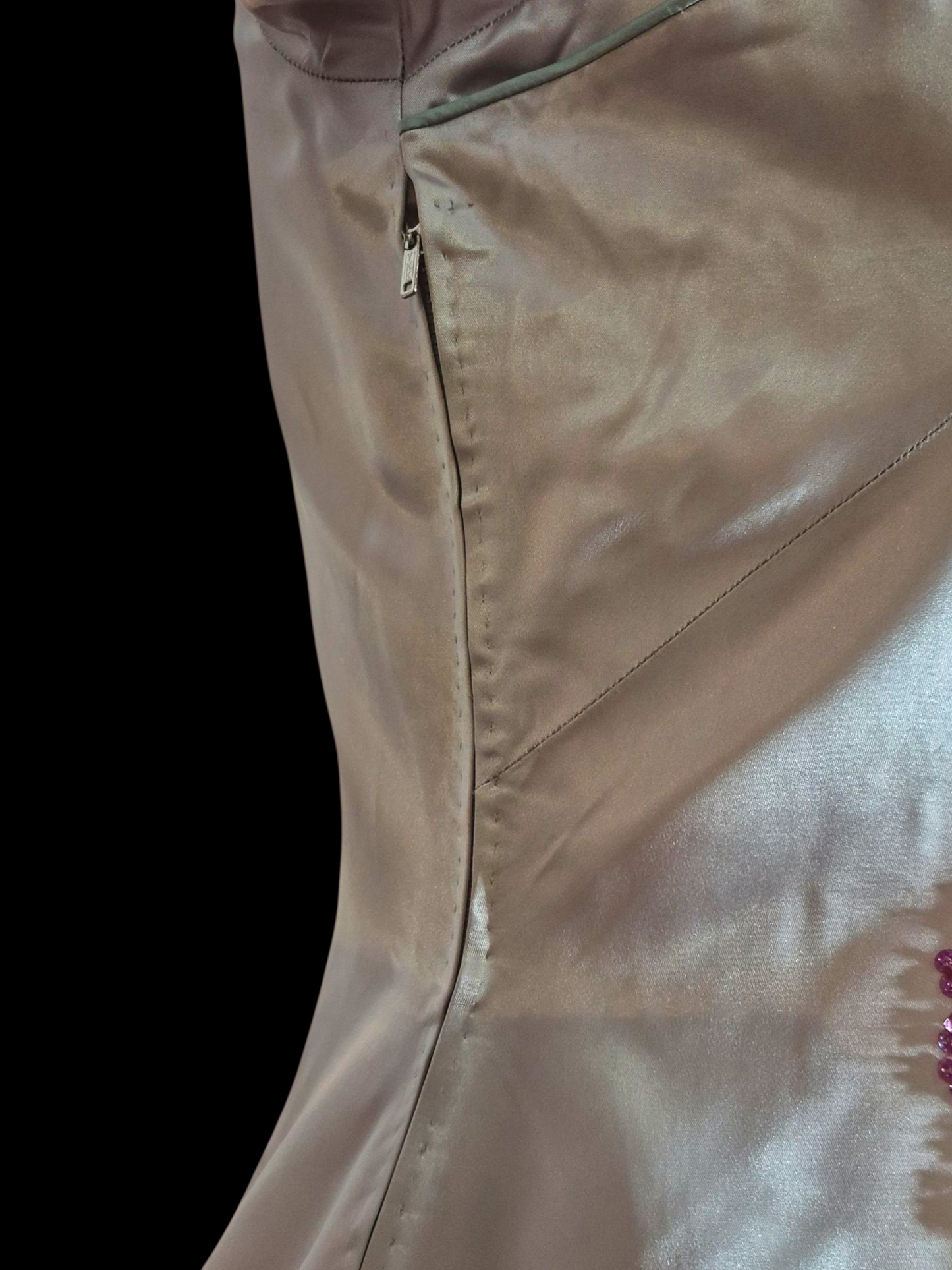 Vintage 1950s Silver Satin  Sequin Dragon Qipao Dress M/L