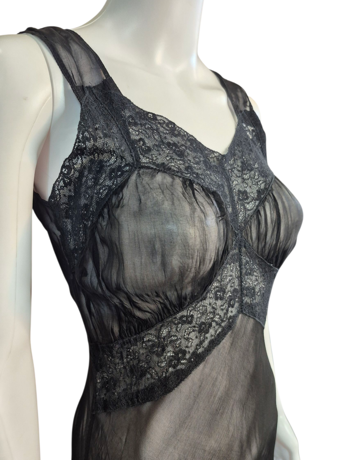Vintage 1930s sheer chiffon bias cut Negligee