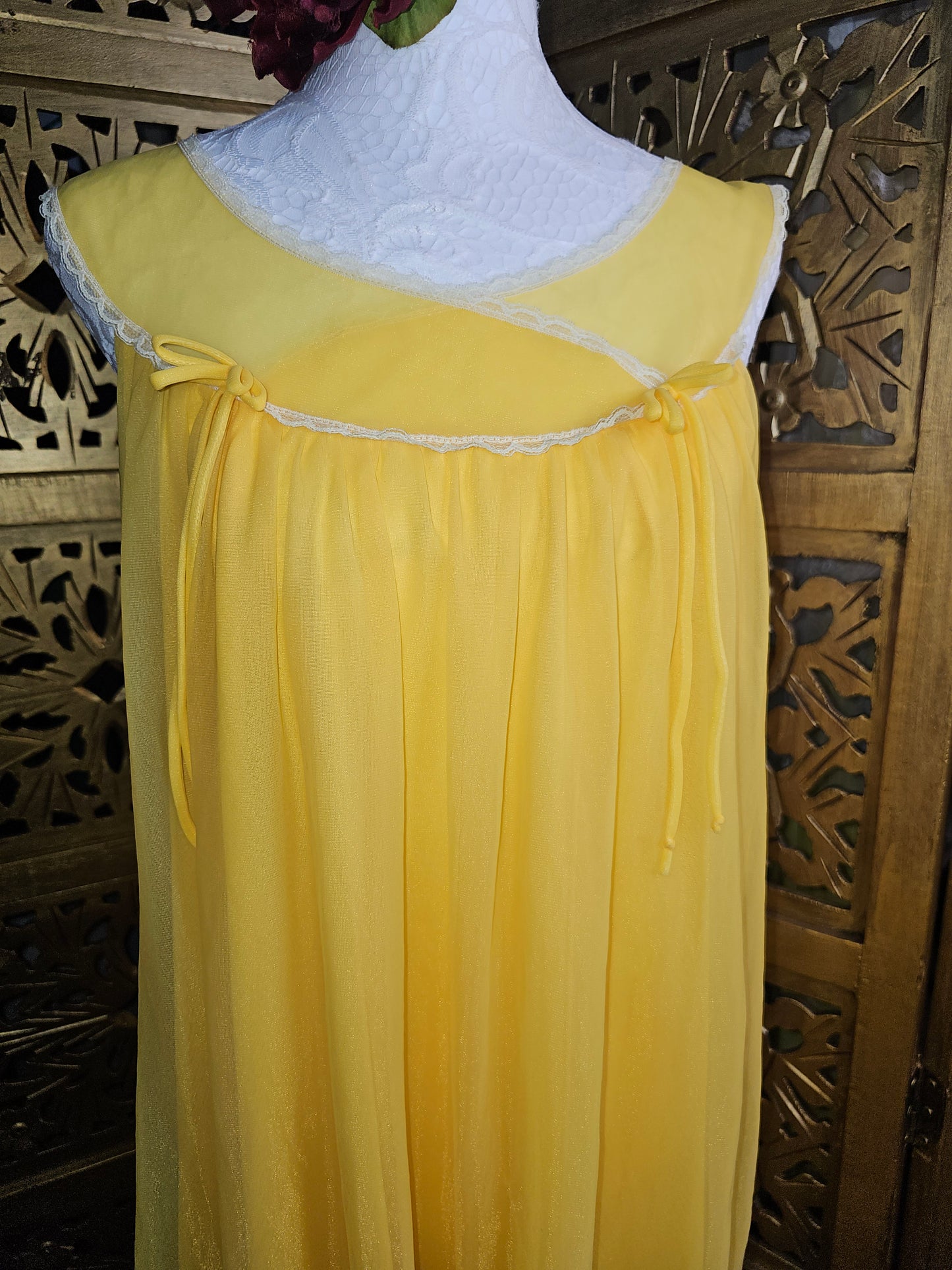 Vintage 1960s Yellow Chiffon Babydoll Nightgown -by Lisette for Al Sterling