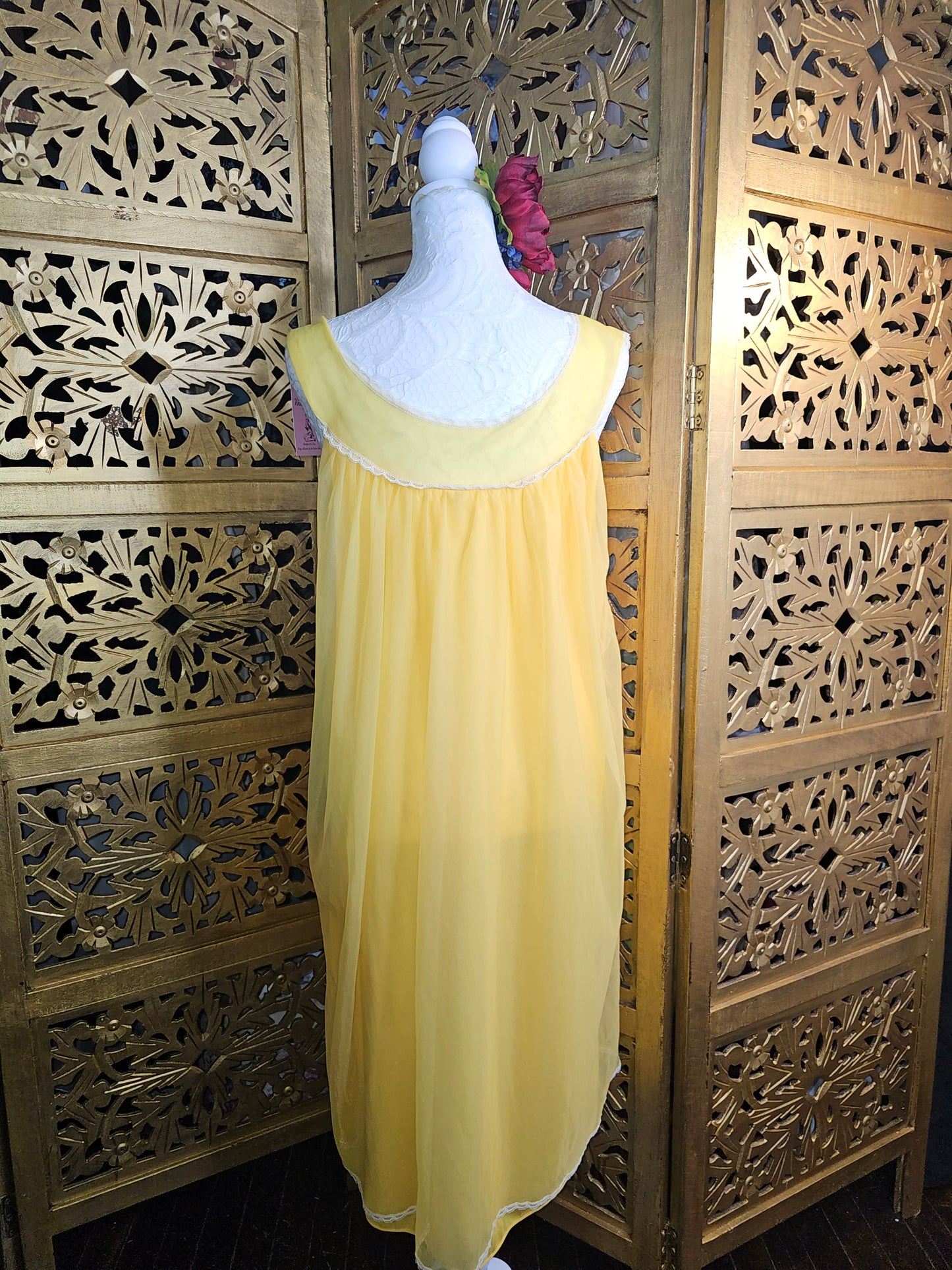 Vintage 1960s Yellow Chiffon Babydoll Nightgown -by Lisette for Al Sterling