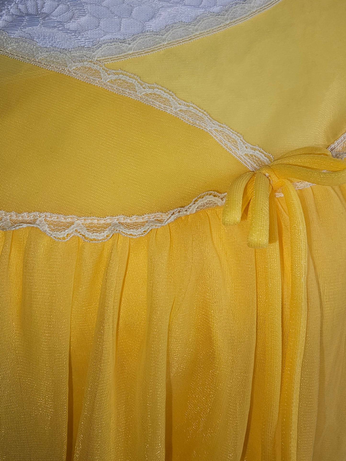 Vintage 1960s Yellow Chiffon Babydoll Nightgown -by Lisette for Al Sterling