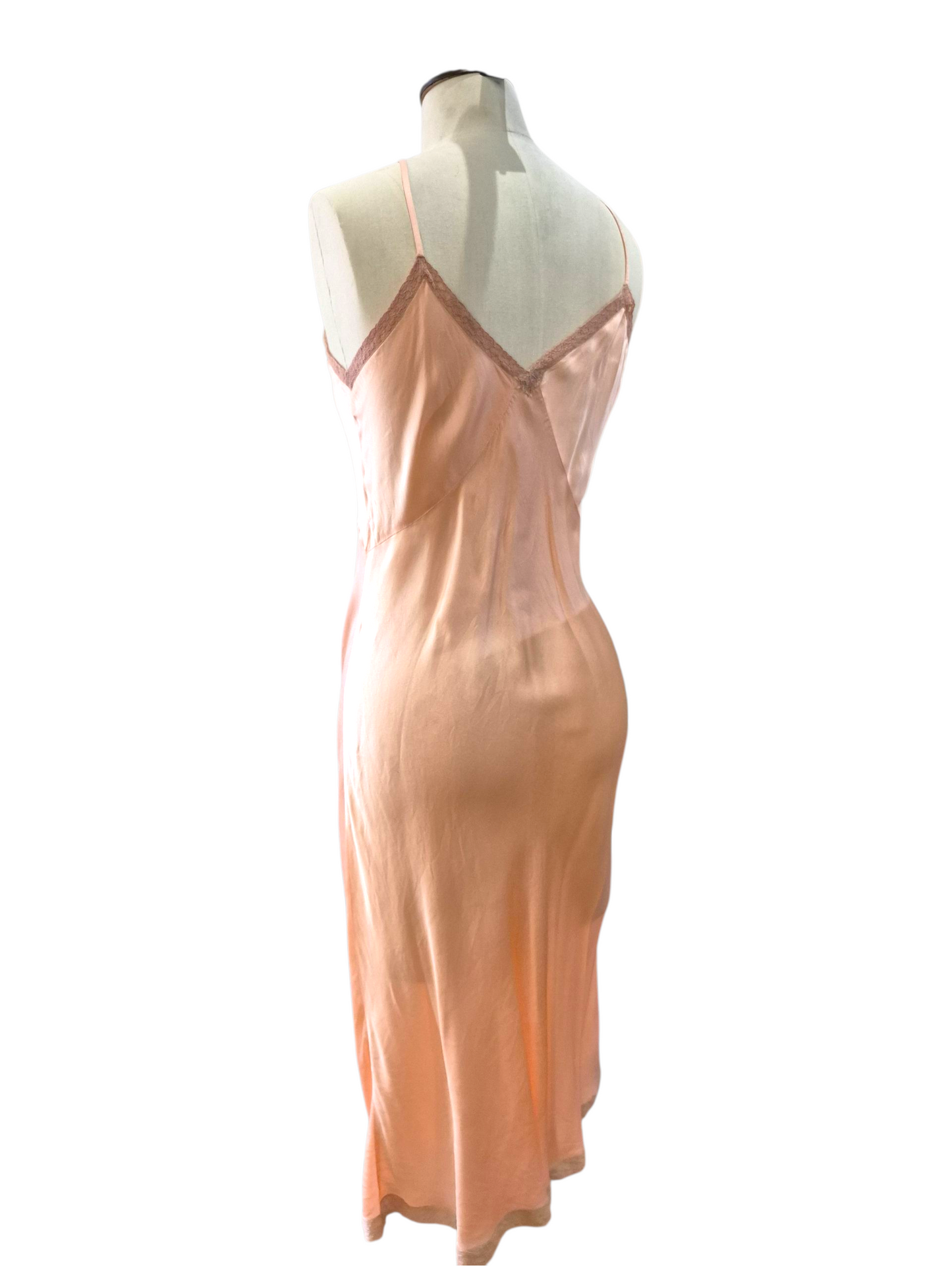 Vintage 1930s Peach Bias Cut Silk Negligee