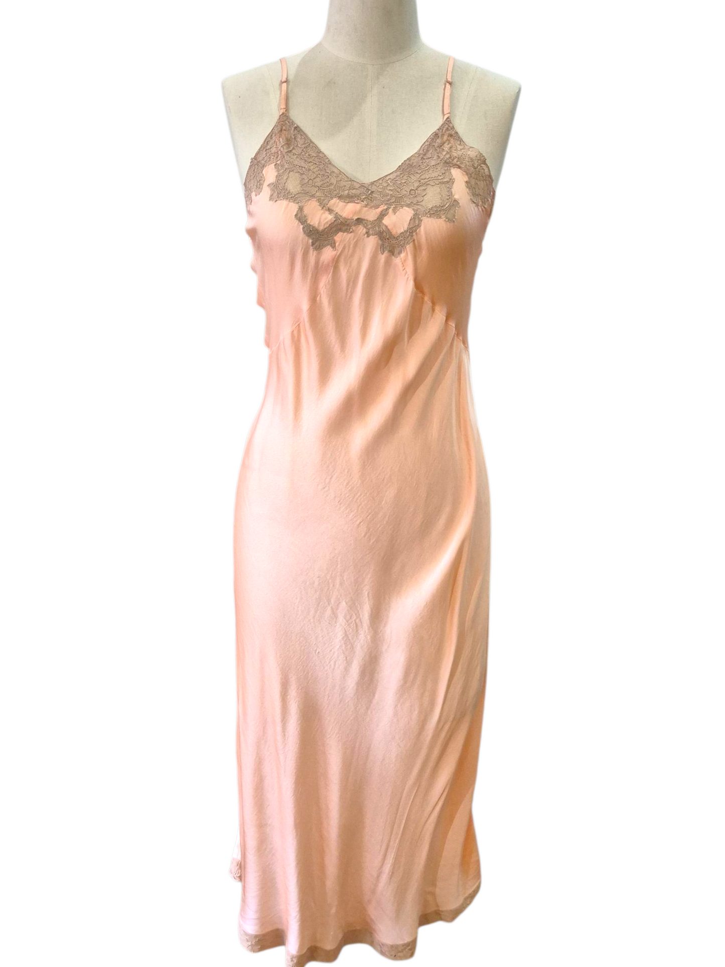 Vintage 1930s Peach Bias Cut Silk Negligee