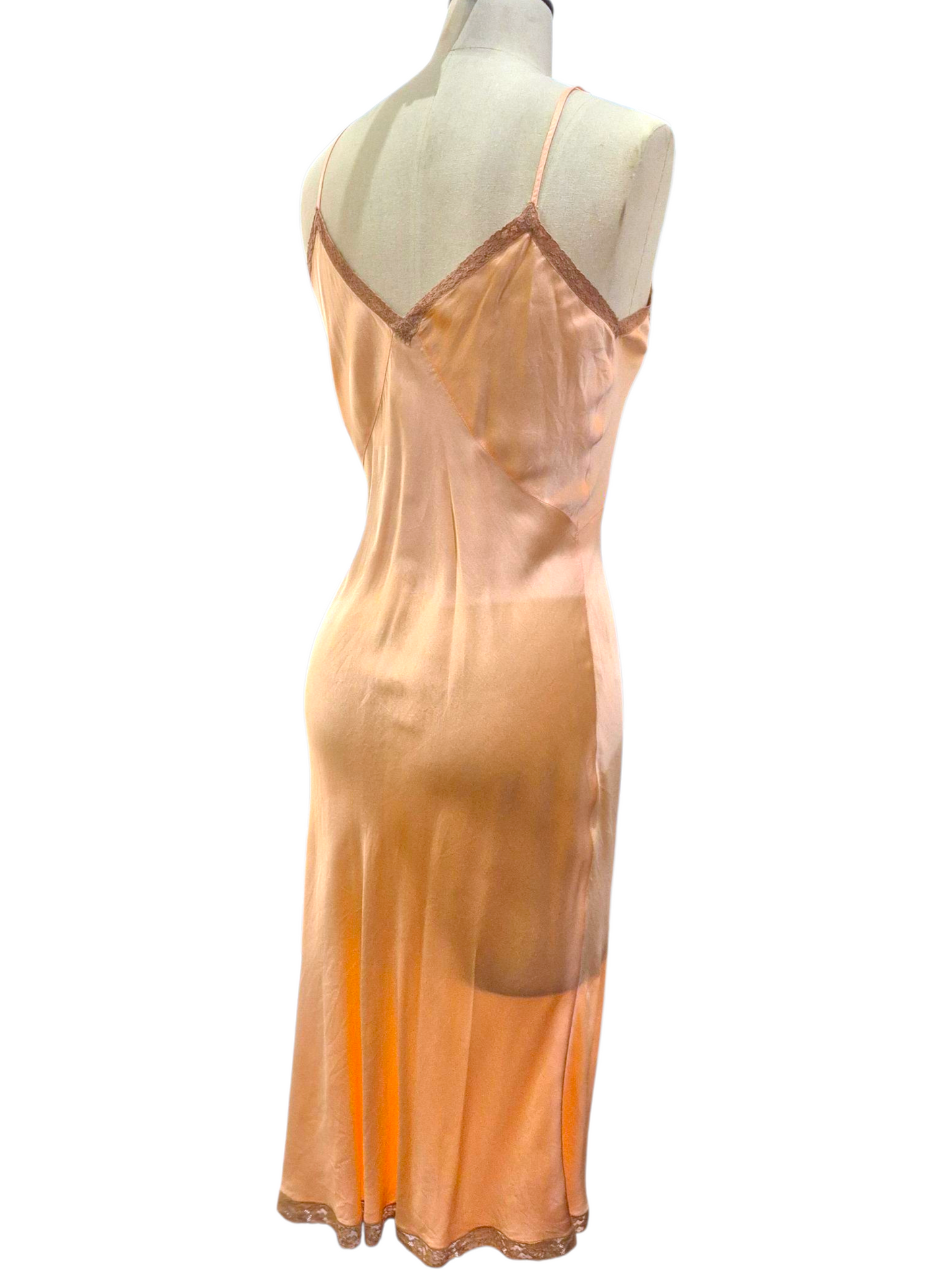 Vintage 1930s Peach Bias Cut Silk Negligee