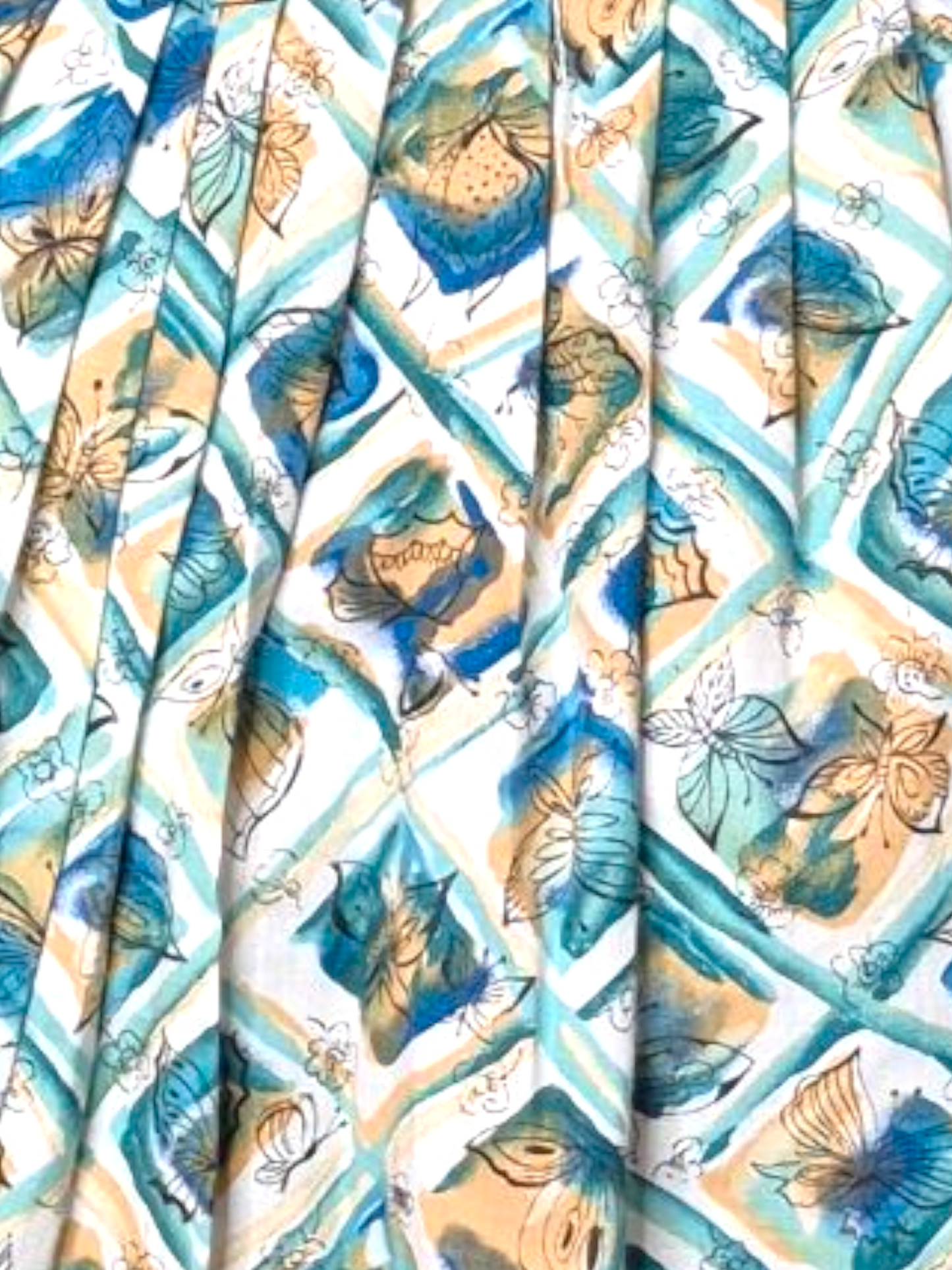 Vintage 1950s Butterfly Novelty Print Dress | Blue & Yellow Cotton shirtwaist fit & flare