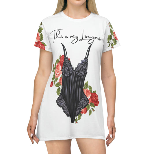 This is My LIngerie All Over Print T-Shirt Dress