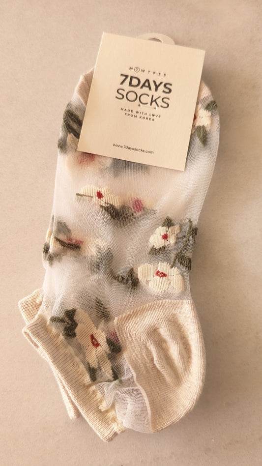 Sheer Floral Socks