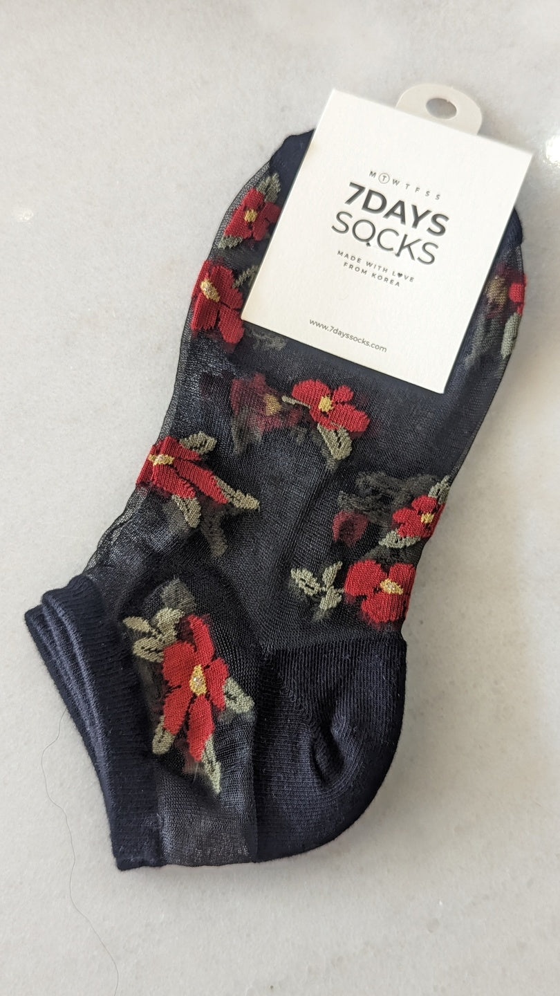 Sheer Floral Socks